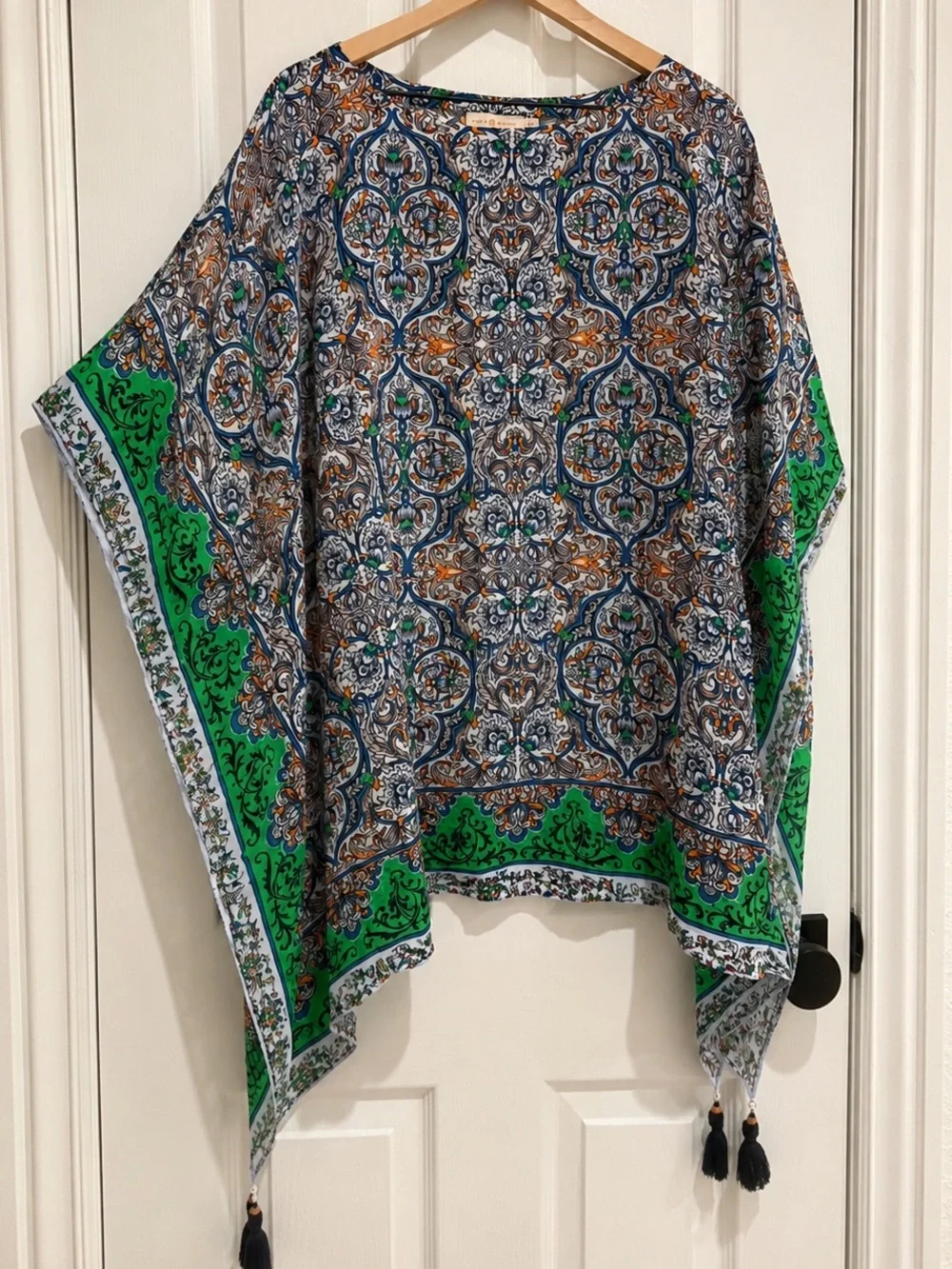 Tory Burch Luxury Mediterranean Tassel Kaftan Cover-Up Size M/L